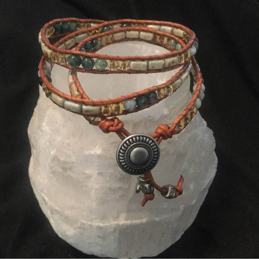 Earthy stone Bracelet Wrap (Lindy Wrap)